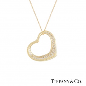 Tiffany & Co. Yellow Gold Diamond Elsa Peretti Necklace 0.42ct G/VS